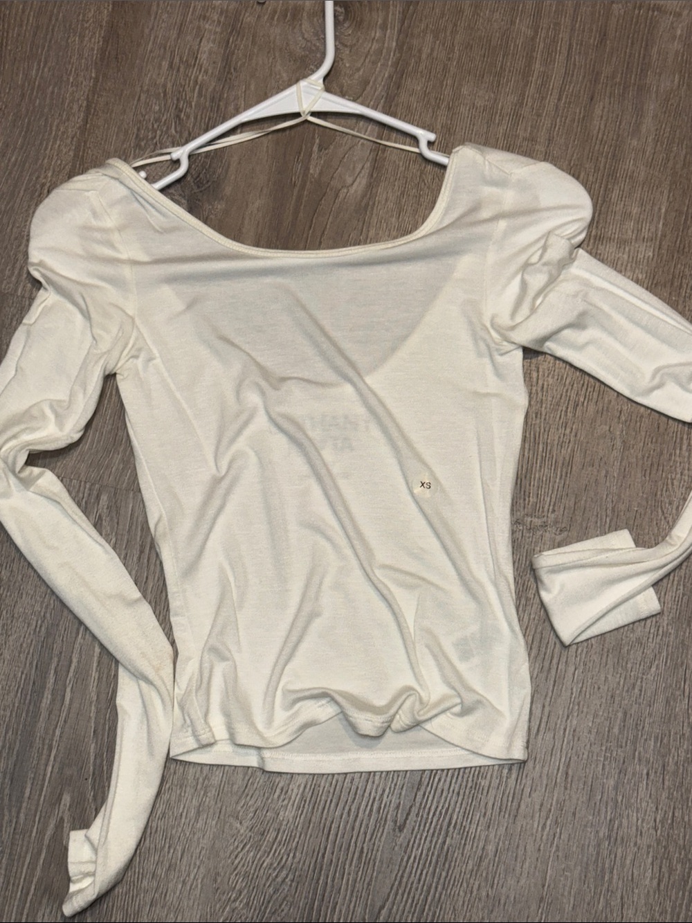 Aeropostale Cream Long Sleeve Scoop Neck Top